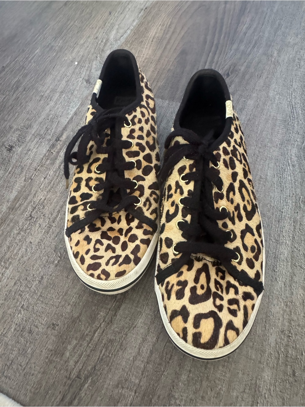 kate spade Leopard Print Lace-Up Sneakers - Black & Tan
